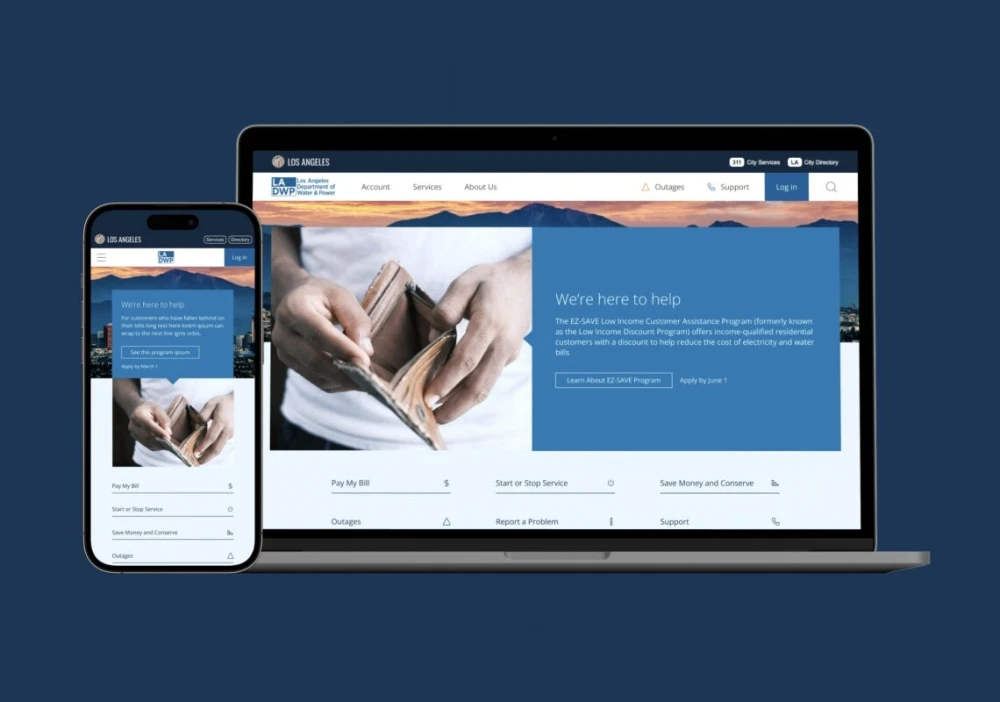 Los Angeles Department of Water Website Redesign on Mobile and Computer Screens