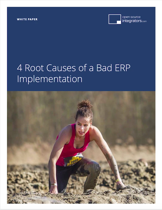 The cover page of OSI's 4 Root Causes of a Bad ERP Implementation PDF