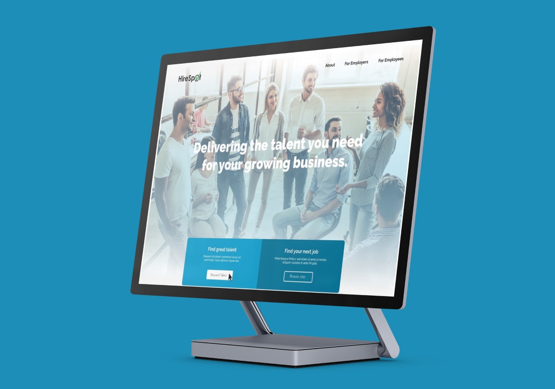 "Modern hiring platform interface displayed on monitor."