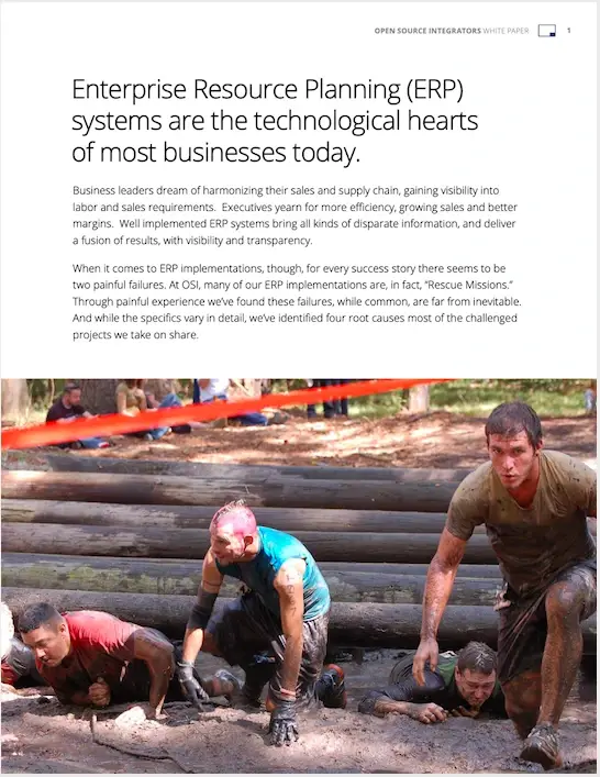 A sample page from OSI's 4 Root Causes of a Bad ERP Implementation