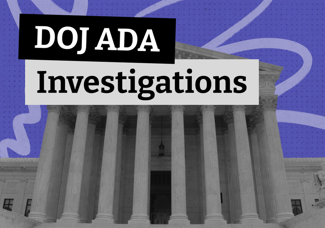 Government building against a purple patterned background.