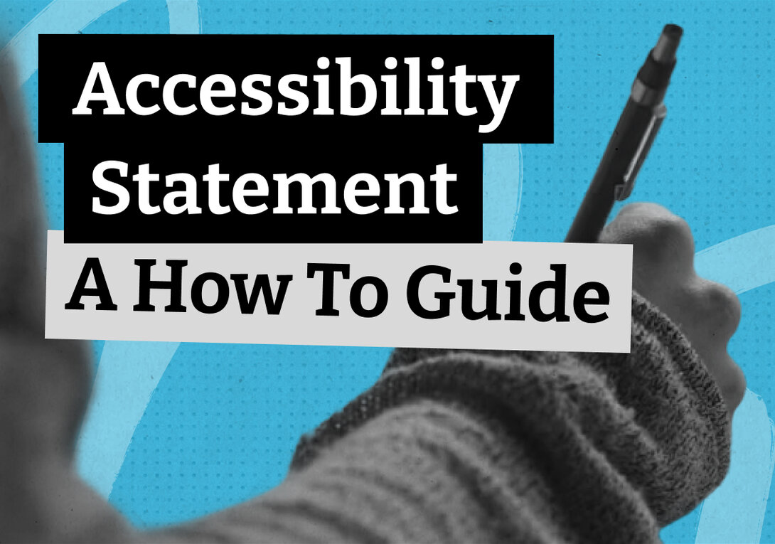 A hand holding a pen on a blue background with bold text.