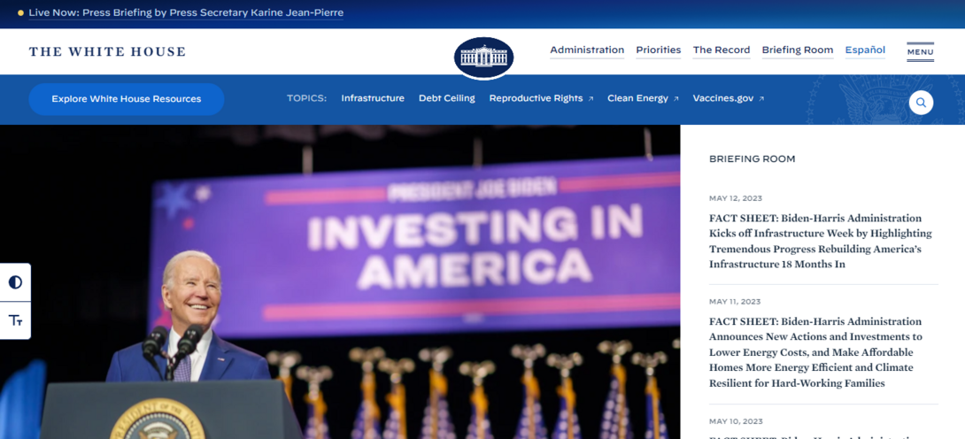 President speaking at the White House on Investing in America initiative.