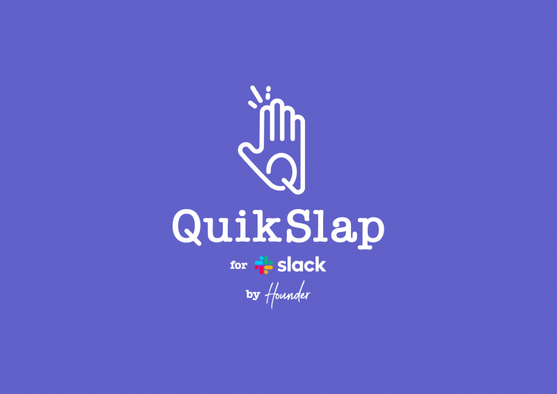 QuikSlap app logo for Slack by Hounder on a purple background.