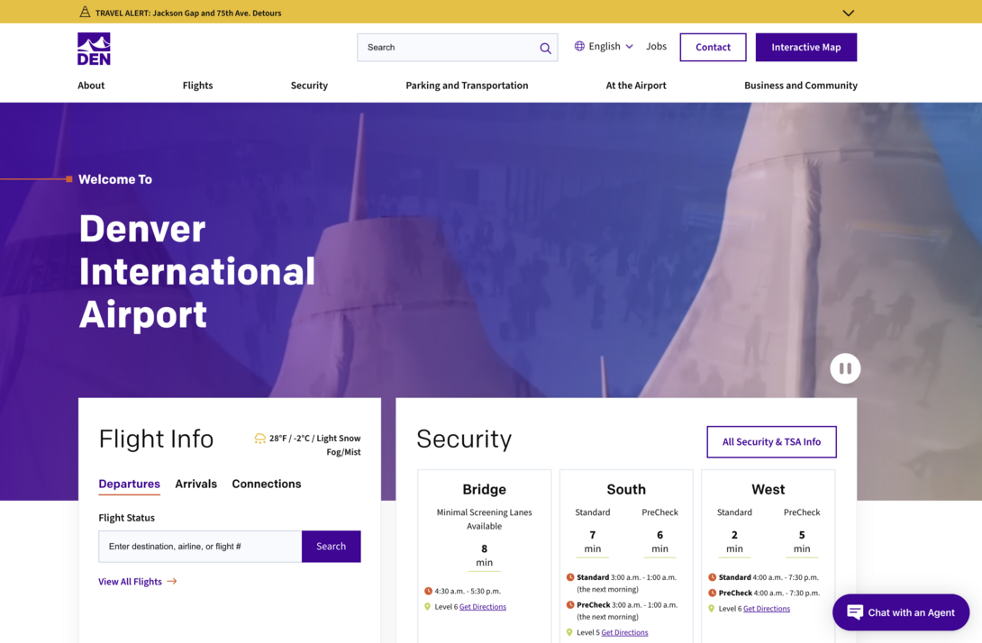 Denver International Airport Homepage