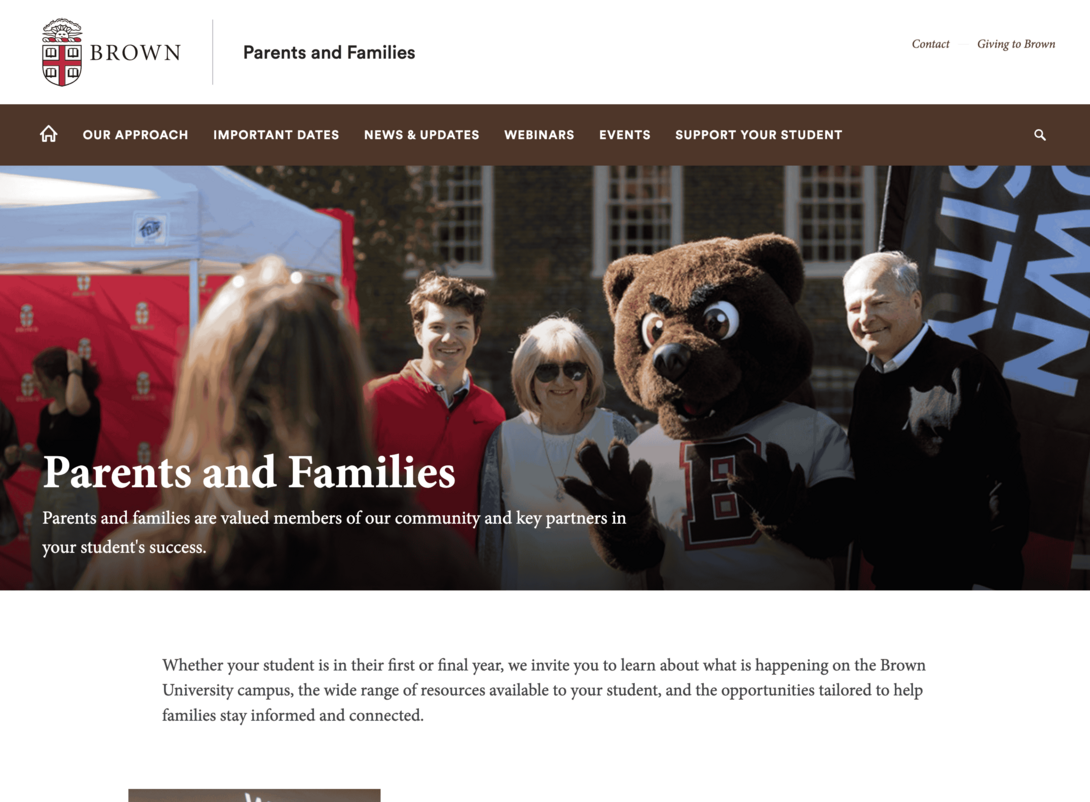 Parents & Families Brown University Web Page