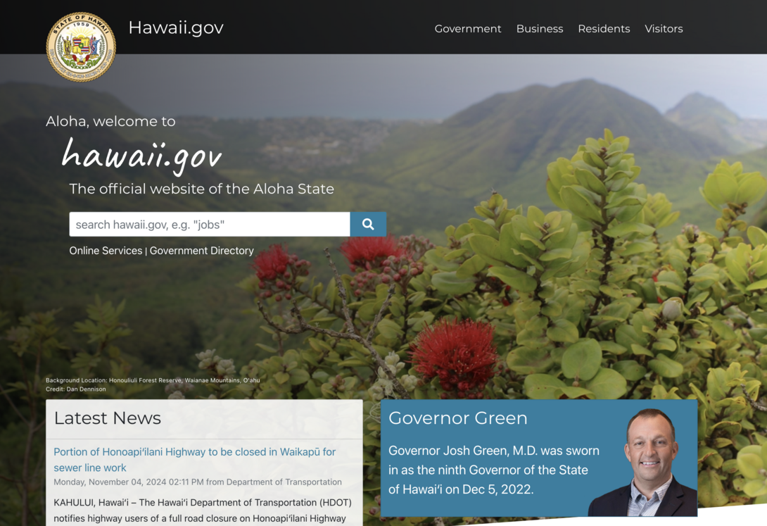 State of Hawaii Homepage