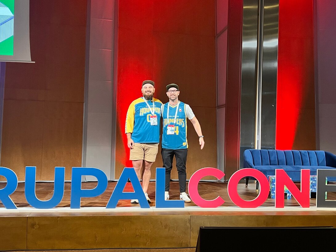 Josh and Austin at DrupalCon Barcelona Stage