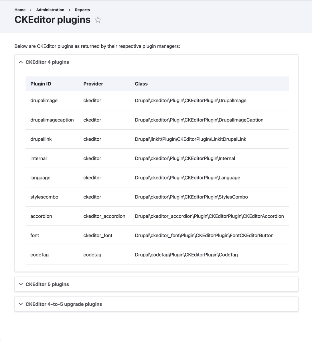 CKEditor Plugin Report Screenshot