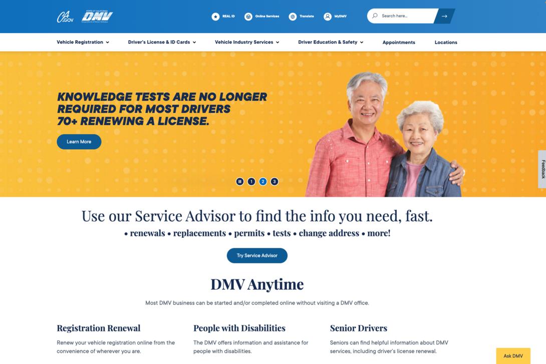 California DMV Homepage