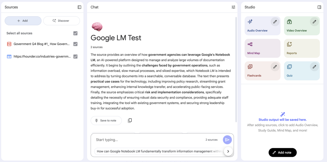 Google Notebook LM example screenshot
