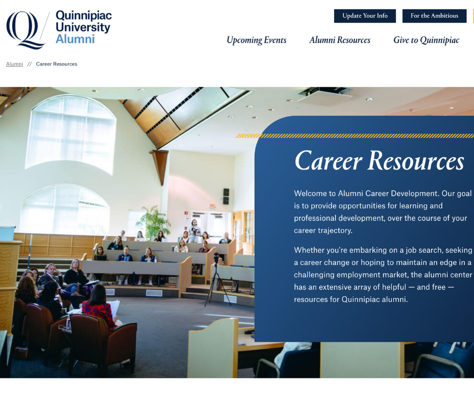 Quinnipiac University Career Resources Example